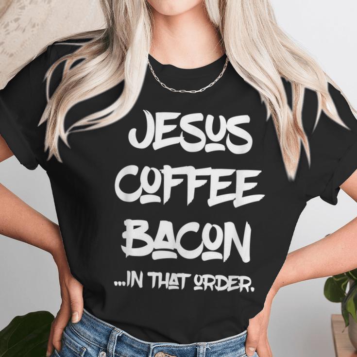 Jesus Coffee Bacon By Virtue Clothing Women T-Shirt Gifts for Women