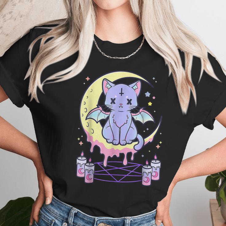 Kawaii Pastel Goth Cute Creepy Black Cat Men Women T-Shirt Graphic Print Casual Unisex Tee Women T-Shirt Gifts for Women