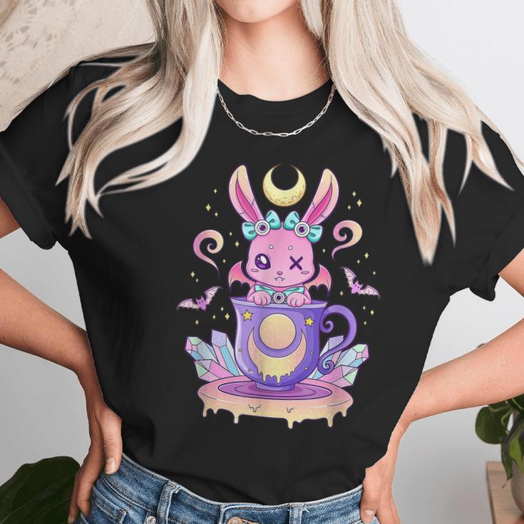 Kawaii Pastel Goth Cute Creepy Bunny In Teacup Men Women T-Shirt Graphic Print Casual Unisex Tee Women T-Shirt Gifts for Women