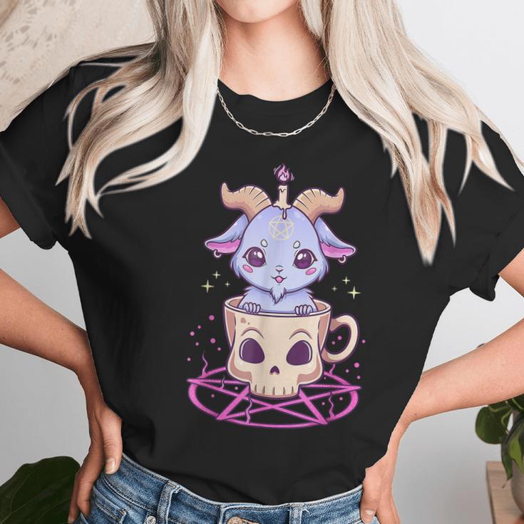 Kawaii Pastel Goth Cute Creepy Pentacle Baphomet Goat V2 Men Women T-Shirt Graphic Print Casual Unisex Tee Women T-Shirt Gifts for Women