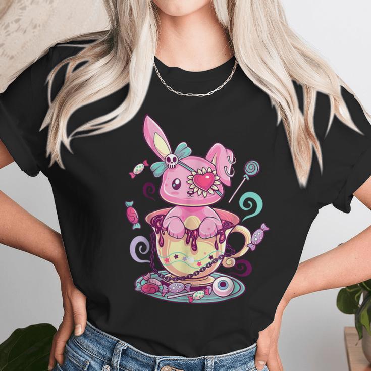 Kawaii Pastel Goth Cute Creepy Rabbit Menhera Occult Bunny V2 Men Women T-Shirt Graphic Print Casual Unisex Tee Women T-Shirt Gifts for Women