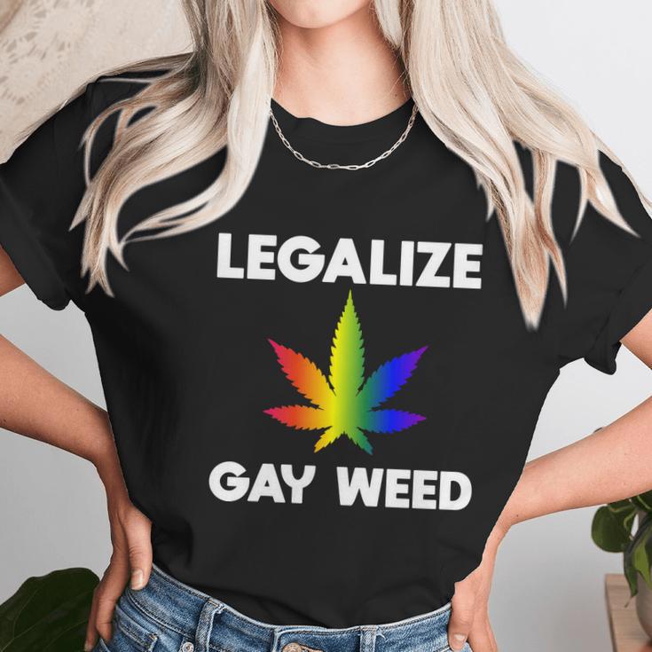 Legalize Gay Weed Rainbow Pride Flag Lgbtq Cool Lgbt Gift Graphic Design Printed Casual Daily Basic Women T-Shirt Gifts for Women