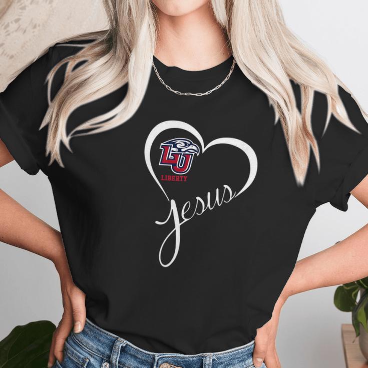 Liberty Flames Heart Jesus Apparel Women T-Shirt Gifts for Women