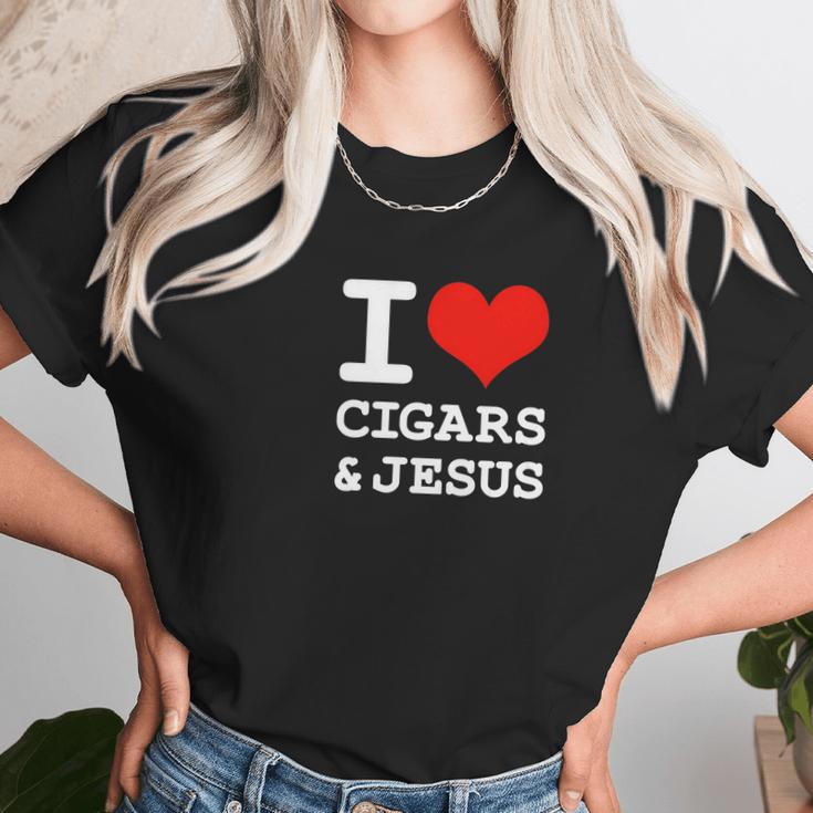 I Love Cigars Jesus Cool Christian Smoker Humor Women T-Shirt Gifts for Women