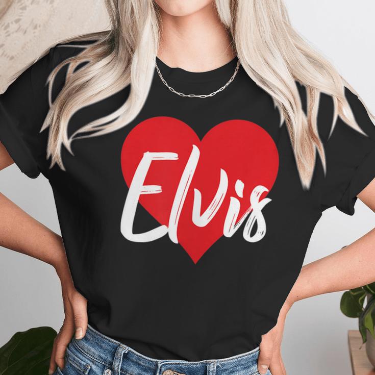 I Love Elvis First Name I Heart Named Men Women T-Shirt Graphic Print Casual Unisex Tee Women T-Shirt Gifts for Women