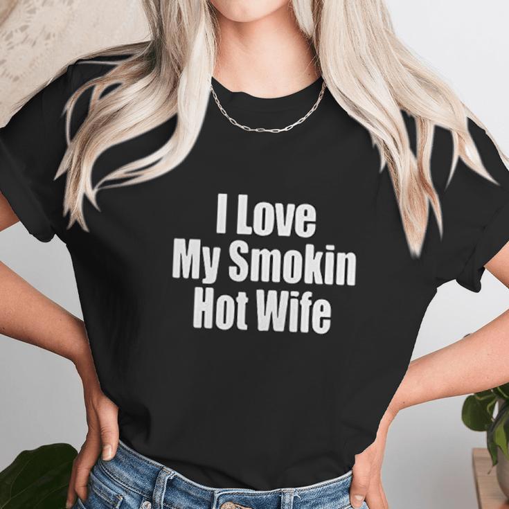 I Love My Smoking Hot Wife Couple Women T-Shirt Gifts for Women