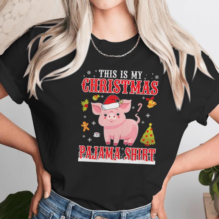 Lovely Pig On Snow Gilf This Is My Christmas Pajama Women T-Shirt Gifts for Women