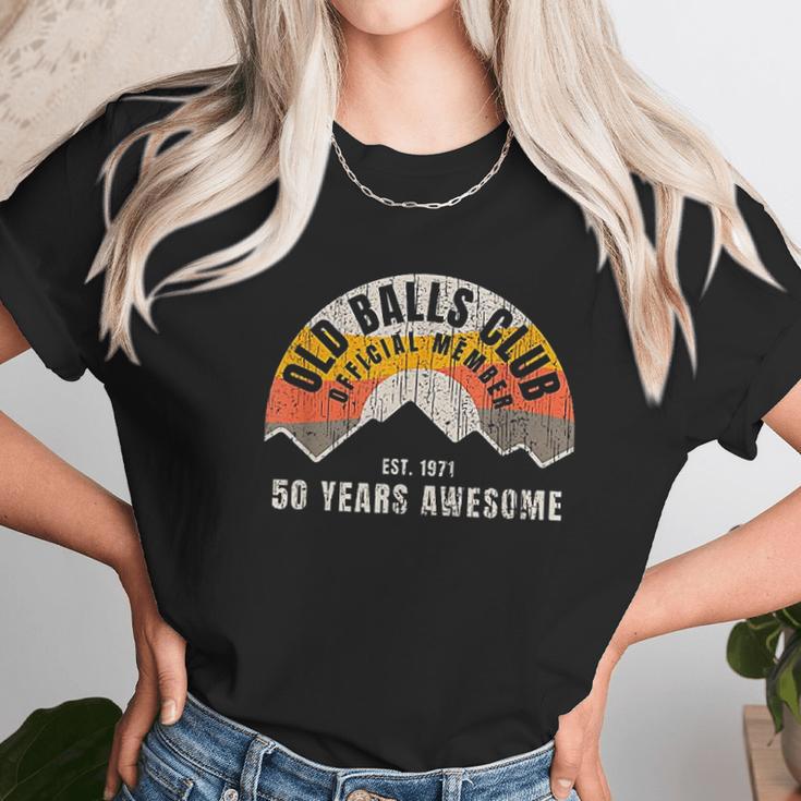 Mens Retro 50Th 1971 Birthday 50 Years Awesome Old Balls Club Women T-Shirt Gifts for Women