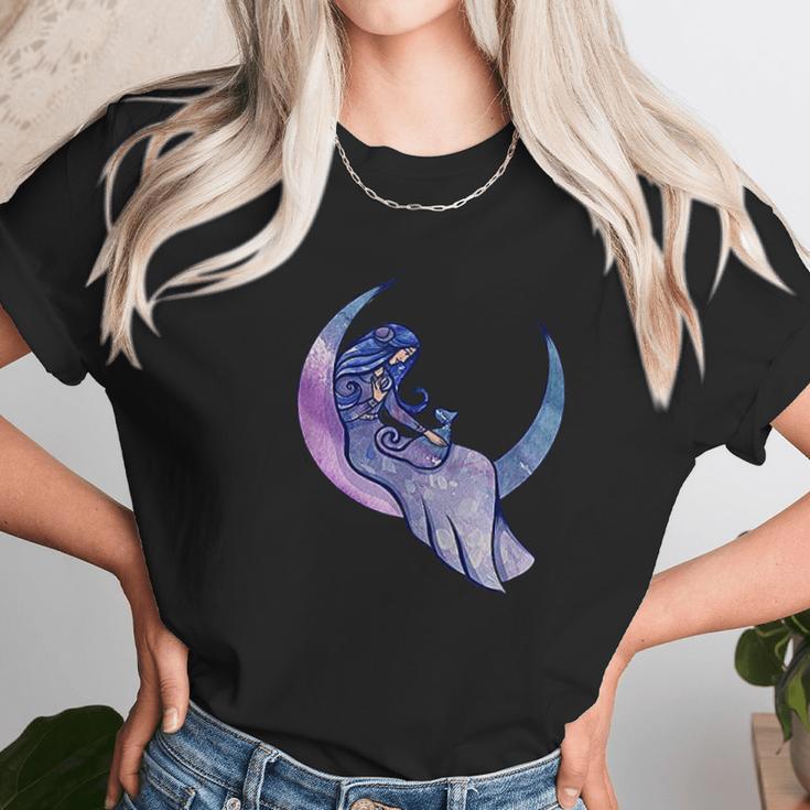 Moon Goddess Cat Person Artwork Moon Child Cat Women T-Shirt Gifts for Women