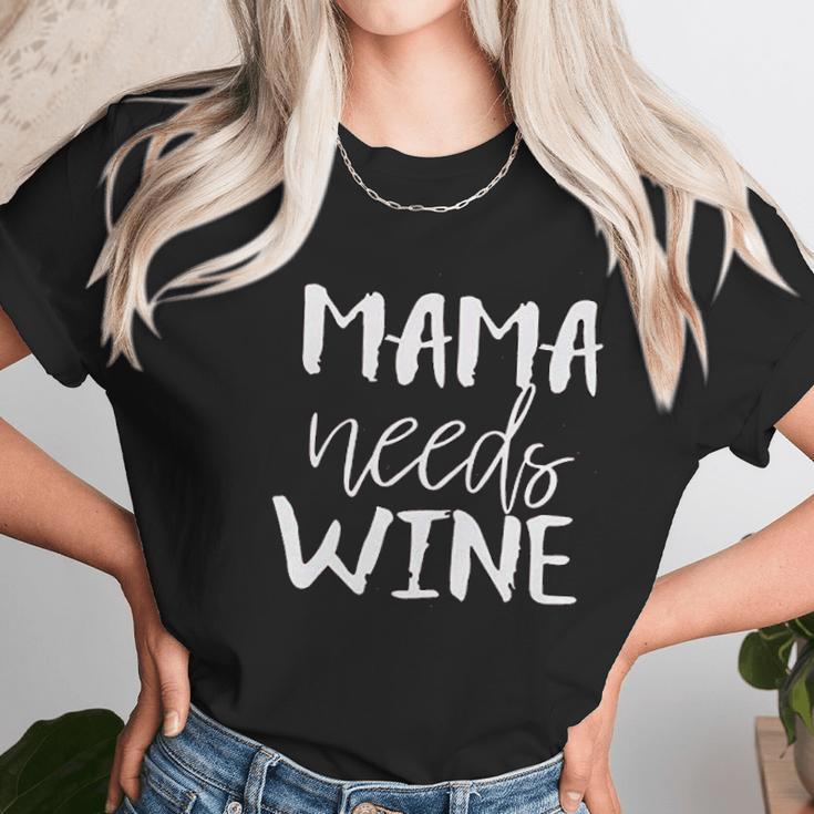 Mousya Mama Needs Wine Letter Print Drinking Women T-Shirt Gifts for Women