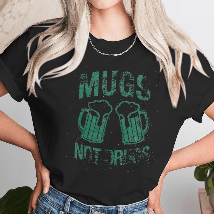 Womens Mugs Not Drugs Funny Irish Saint Patricks Day Women T-Shirt Gifts for Women