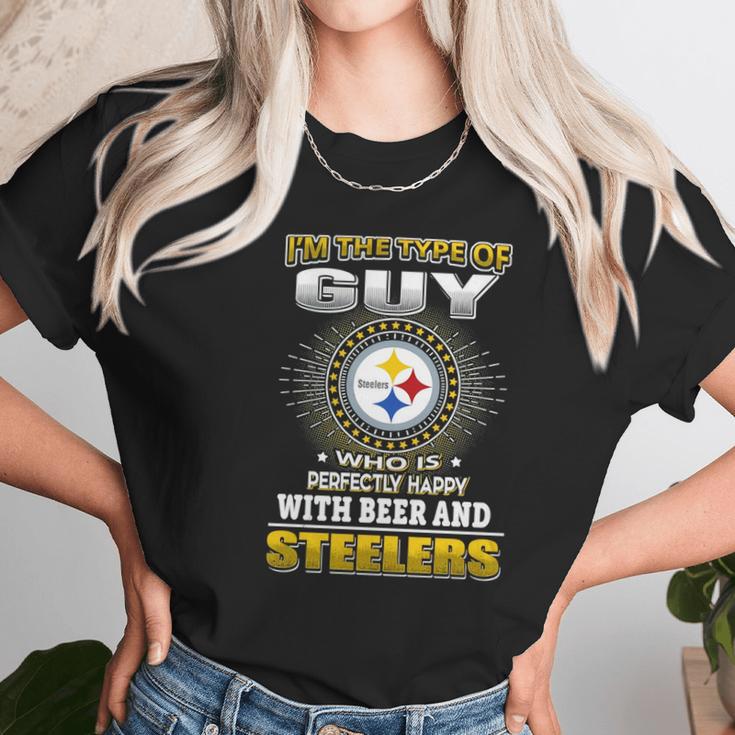 Nfl-Steelers 162 Guy Loves Beer Women T-Shirt Gifts for Women