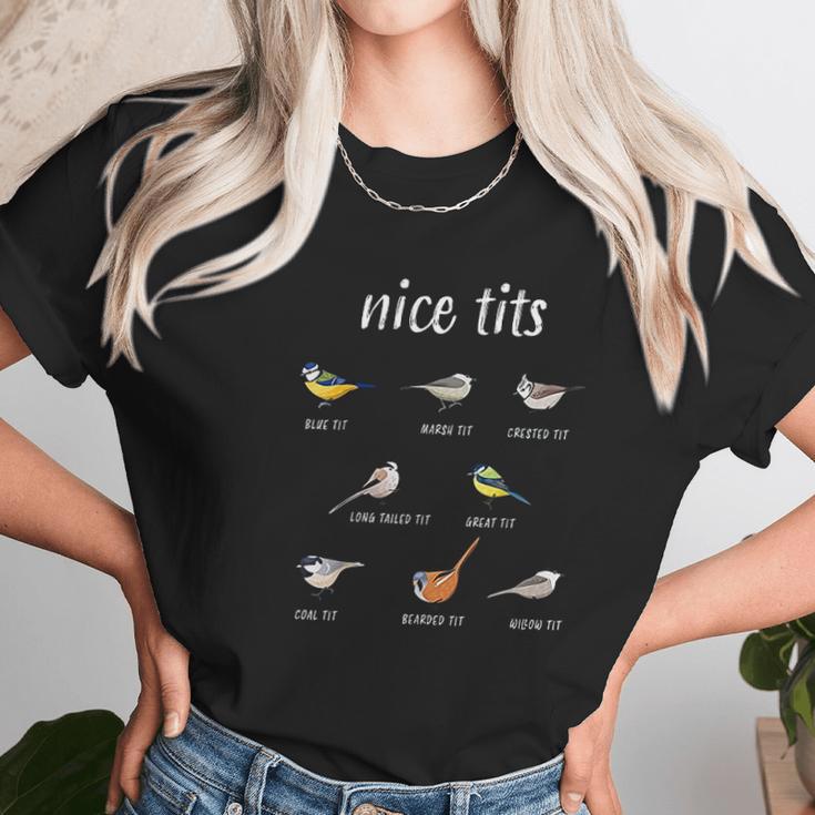 Nice Tits Funny Bird Watching Christmas Gift Birder Women T-Shirt Gifts for Women