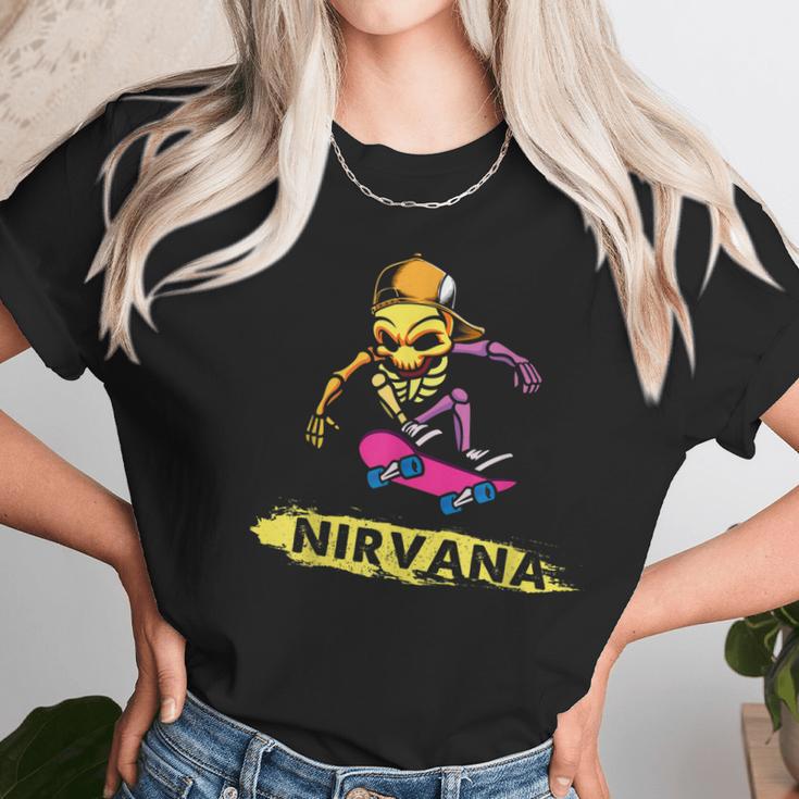 Nirvanas Skateboard Skelton V2 Men Women T-Shirt Graphic Print Casual Unisex Tee Women T-Shirt Gifts for Women