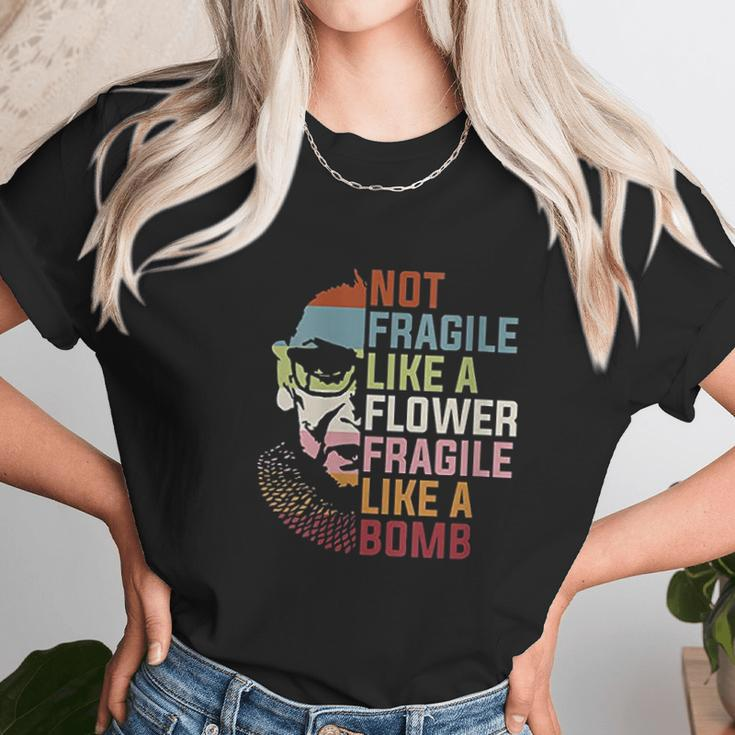 Womens Not Fragile Like A Flower But A Bomb Ruth Bader Rbg Feminist Women T-Shirt Gifts for Women