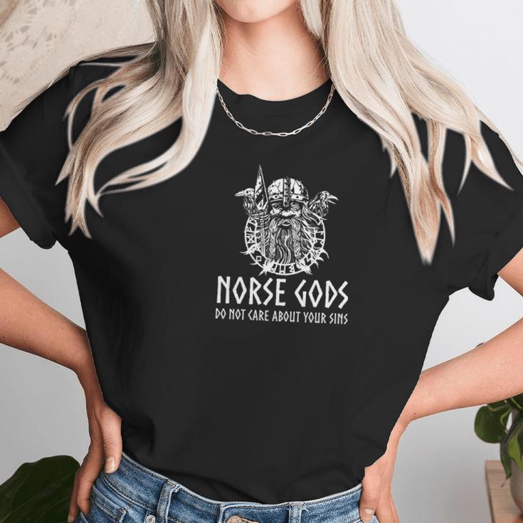 Odin Viking Mythology Norse Gods Do Not Care About Your Sins Women T-Shirt Gifts for Women