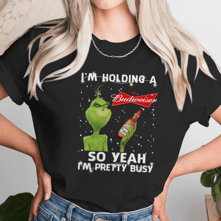 Official Christmas Sweater Im Holding A Budweiser Grinch Funny Beer Xmas Shirt Va11 Women T-Shirt Gifts for Women