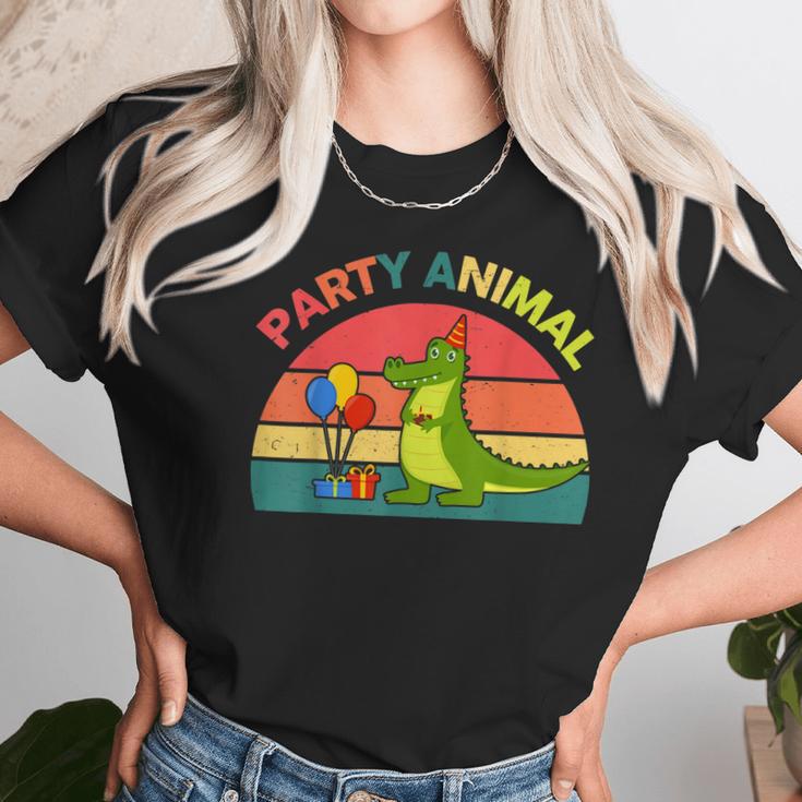 Party Animal Alligator Birthday Crocodile Florida Gator Men Women T-Shirt Graphic Print Casual Unisex Tee Women T-Shirt Gifts for Women