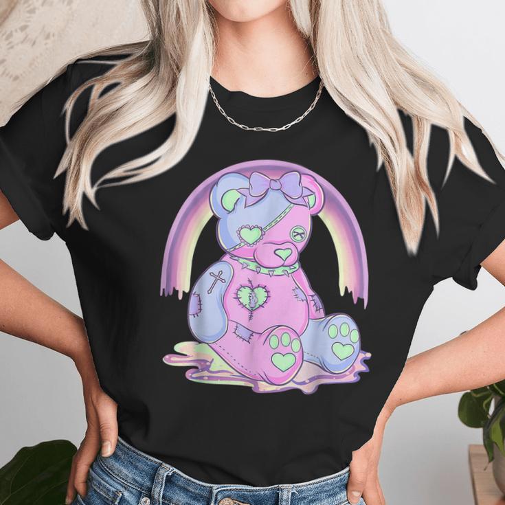 Pastel Goth Teddy Bear Japanese Anime Kawaii Menhera Men Women T-Shirt Graphic Print Casual Unisex Tee Women T-Shirt Gifts for Women