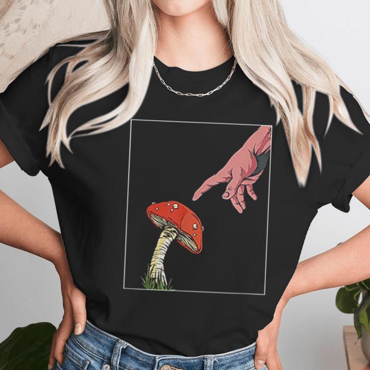 Psychedelic Mushroom Creation Of Adam Women T-Shirt Gifts for Women