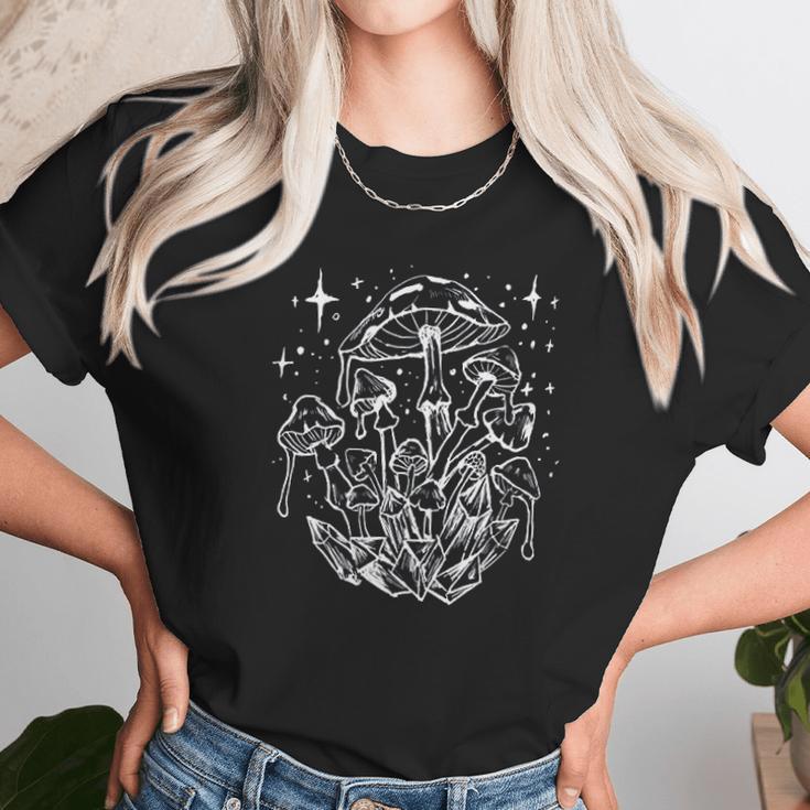 Psychedelic Mushrooms Crystals Gothic Witchy Punk Women T-Shirt Gifts for Women