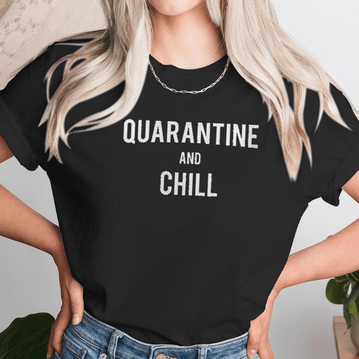 Womens Quarantine & Chill Social Distancing V-Neck Women T-Shirt Gifts for Women