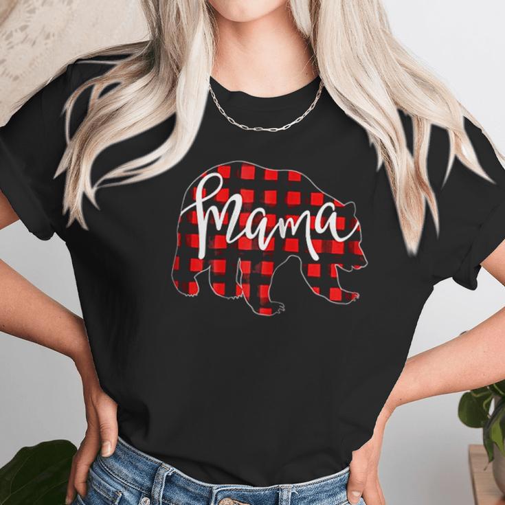 Red Plaid Mama Bear Buffalo Mom Women T-Shirt Gifts for Women