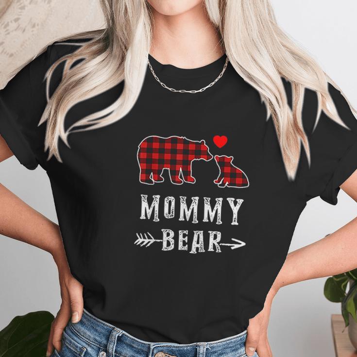 Red Plaid Mommy Bear One Cub Matching Buffalo Pajama Xmas Women T-Shirt Gifts for Women