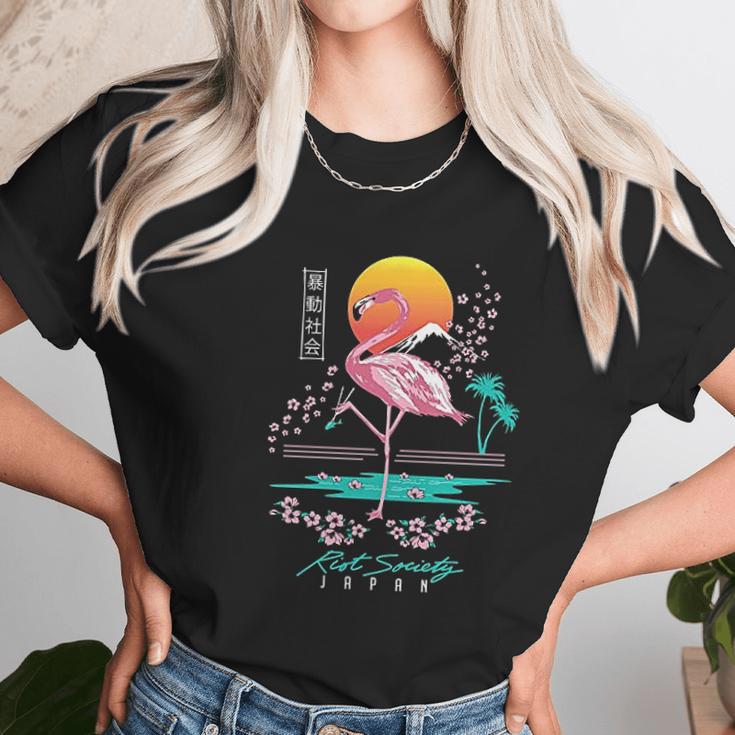 Riot Society Japan Flamingo Women T-Shirt Gifts for Women