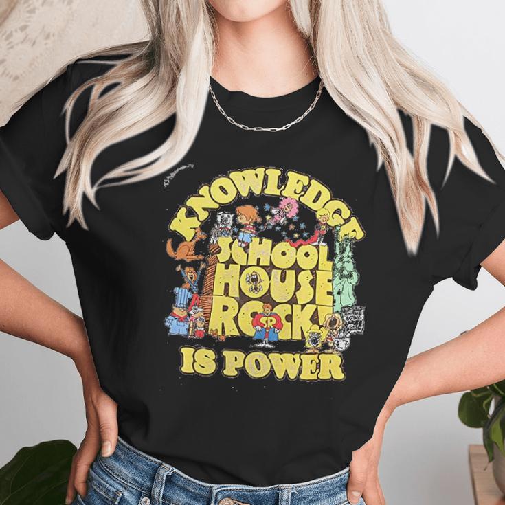 Ripple Junction Schoolhouse Rock Knowledge Is Power Logo Group Adult Women T-Shirt Gifts for Women