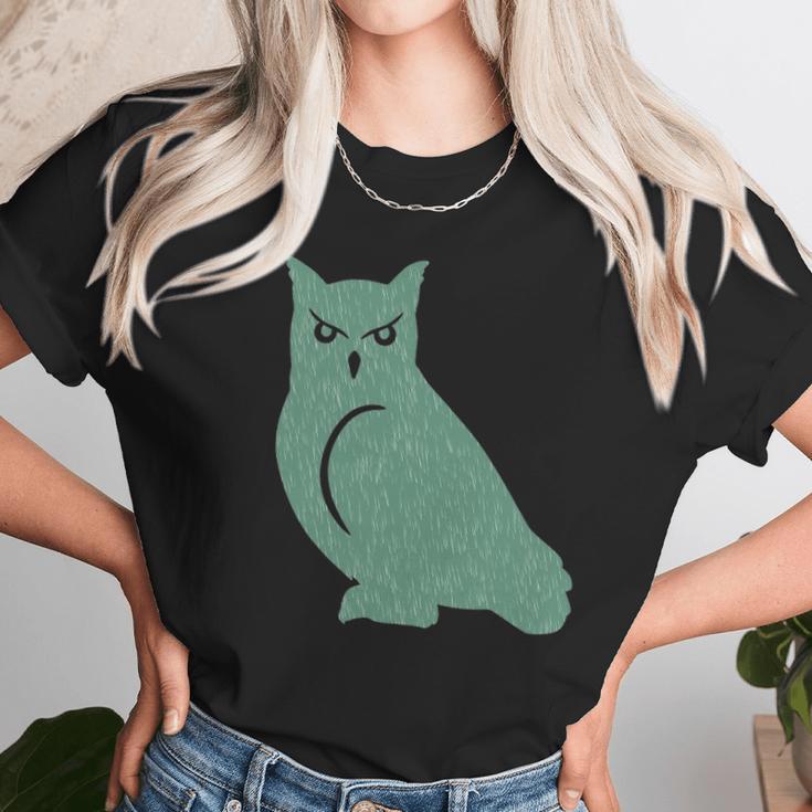 Sage Green Owl Silhouette Artwork Women T-Shirt Gifts for Women