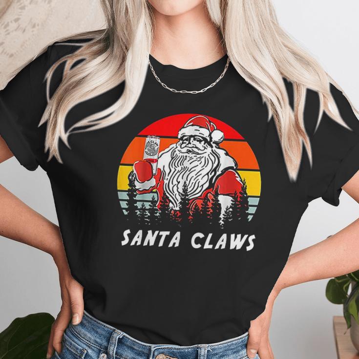 Santa Claus Drinking White Claws Christma Gift Women T-Shirt Gifts for Women