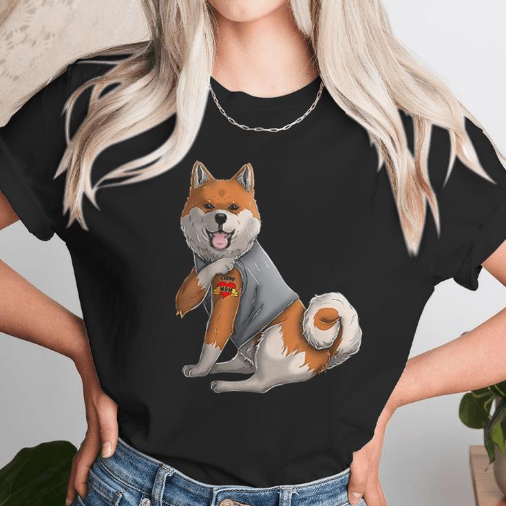 Shiba Inu I Love Mom Tattoo Dog Women T-Shirt Gifts for Women