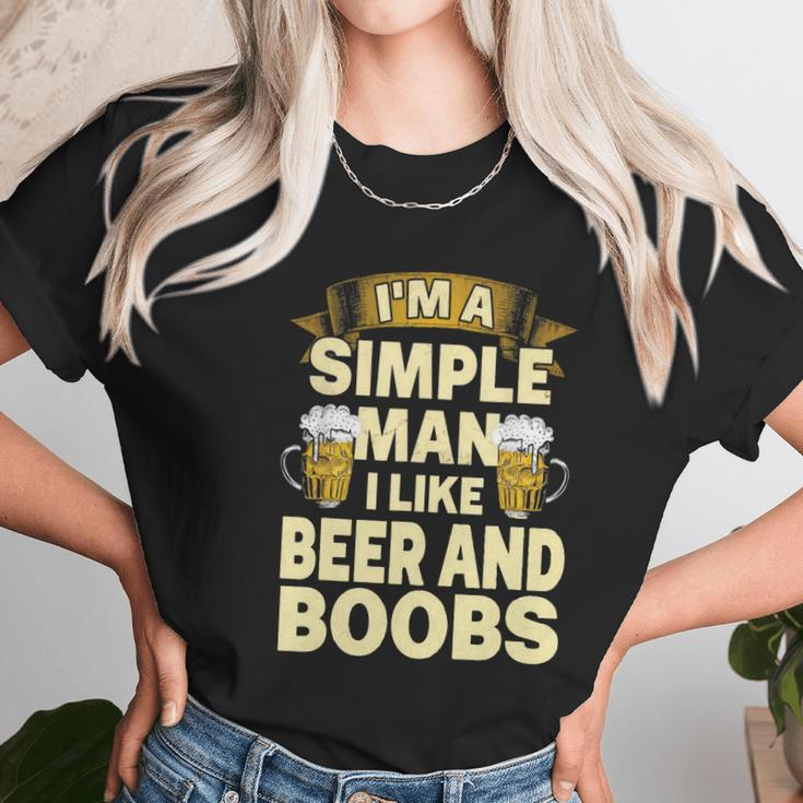 Im A Simple Man I Like Boobs And Beer | Funny Drinking Women T-Shirt Gifts for Women