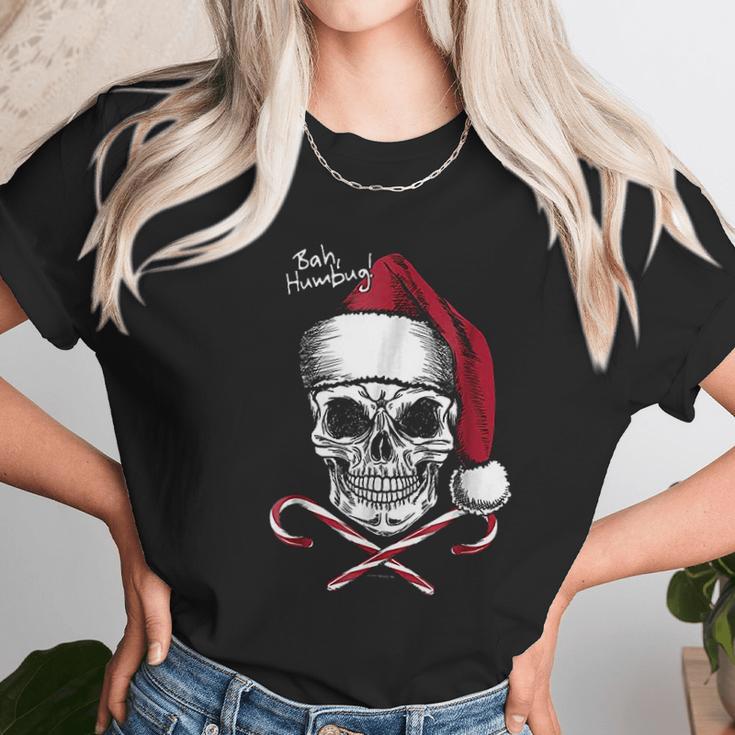 Skull Bah Humbug Christmas Funny Santa Women T-Shirt Gifts for Women