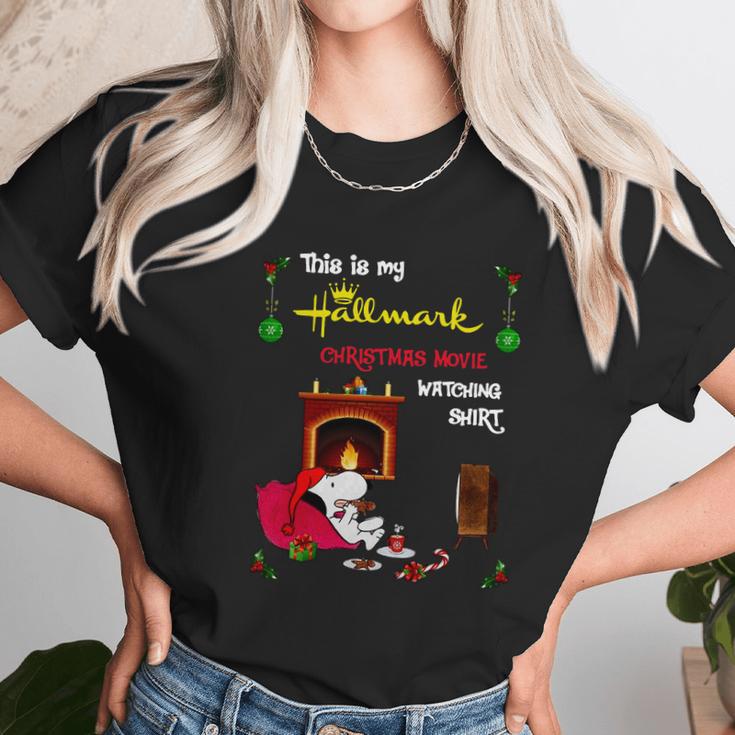 Snoopy This Is My Hallmark Christmas Movie Watching Shirt Women T-Shirt Gifts for Women