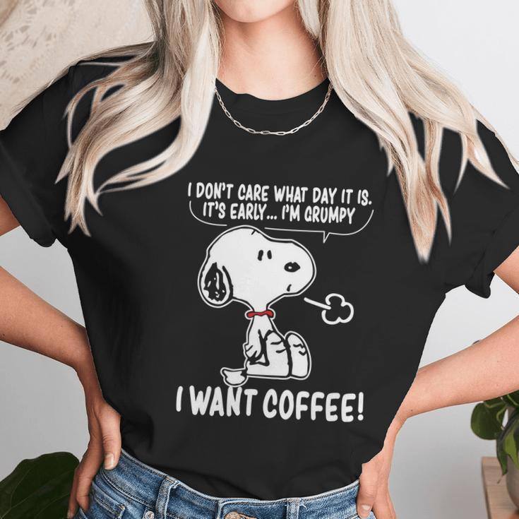 Snoopy - I Want Coffee Women T-Shirt Gifts for Women