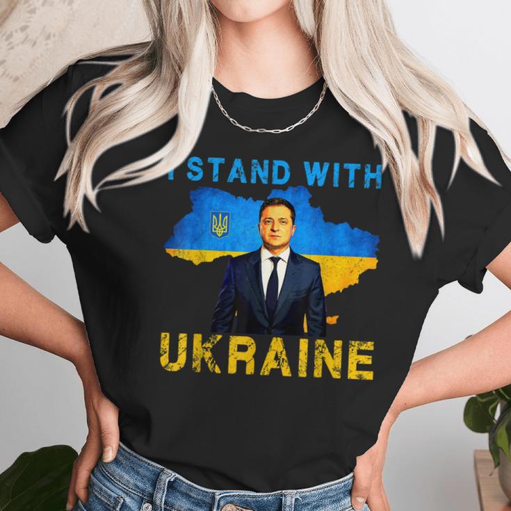 I Stand With Ukraine Volodymyr Zelensky Ukrainian Flag Men Women T-Shirt Graphic Print Casual Unisex Tee Women T-Shirt Gifts for Women