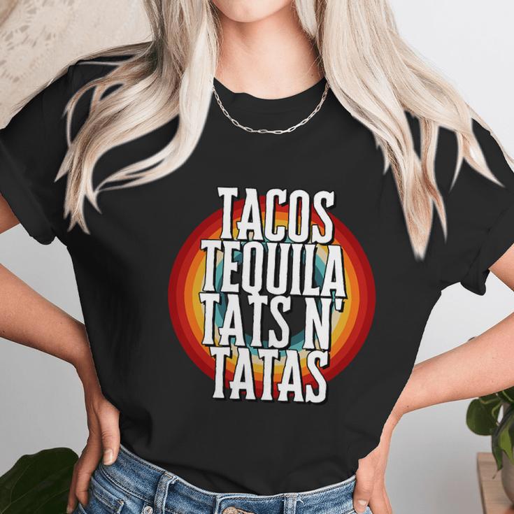 Tacos Tequila Tats N Tatas Women T-Shirt Gifts for Women