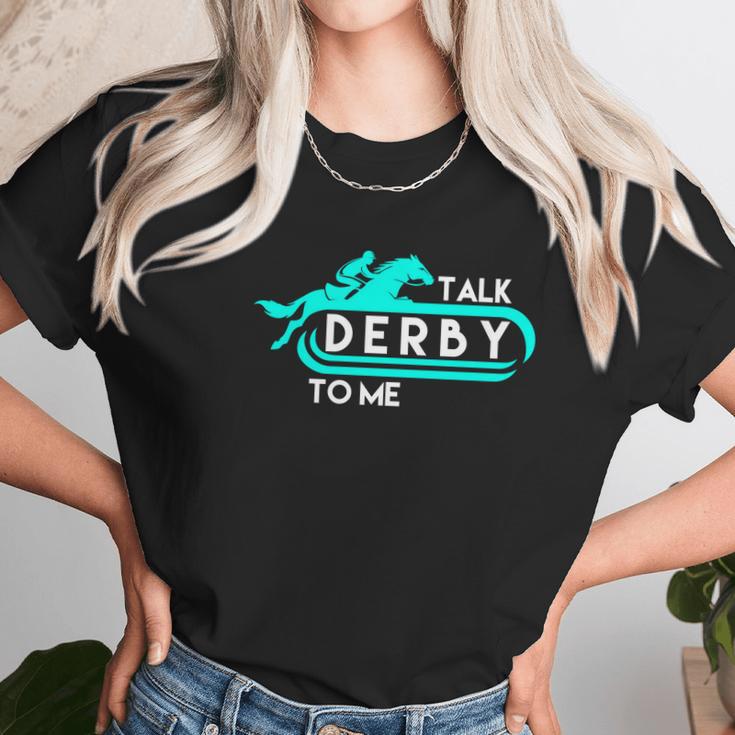 Talk Derby To Me Funny Derby For 2018 Race Horse Aqua Women T-Shirt Gifts for Women