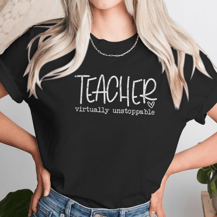 Teacher Virtually Unstoppable Trending Social Distancing Women T-Shirt Gifts for Women