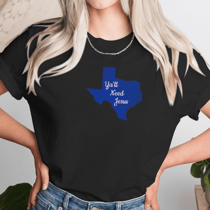 Texas Christian Funny Yall Need Jesus Design Women T-Shirt Gifts for Women