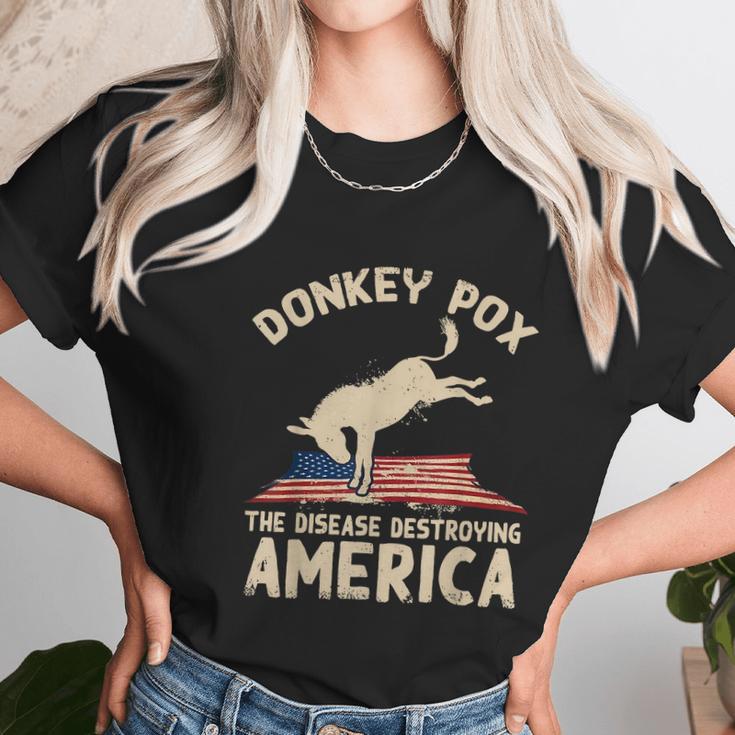 Us Flag Donkey Pox The Disease Destroying America Democratic Women T-Shirt Gifts for Women