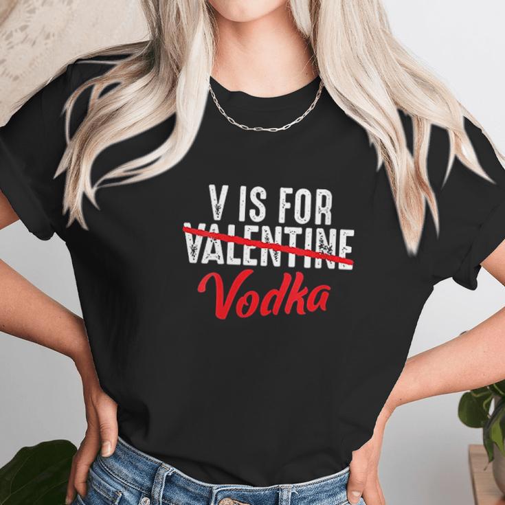 V Is For Valentine Slash Vodka Funny Vodka Lover Women T-Shirt Gifts for Women