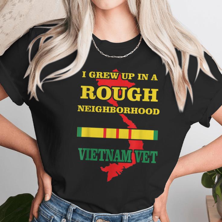 Vietnam Veteran - I Grew Up In A Rough Neighborhood Men Women T-Shirt Graphic Print Casual Unisex Tee Women T-Shirt Gifts for Women