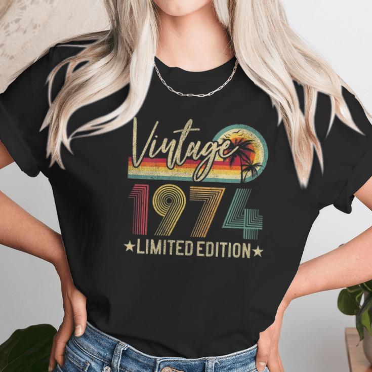 Womens Vintage 1974 47Th Birthday 47 Years Old Limited Edition V-Neck Women T-Shirt Gifts for Women