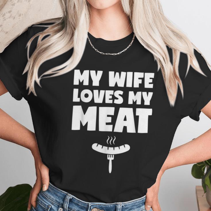 My Wife Loves My Meat Bbq Grilling Lover Wife Husband Funny Women T-Shirt Gifts for Women