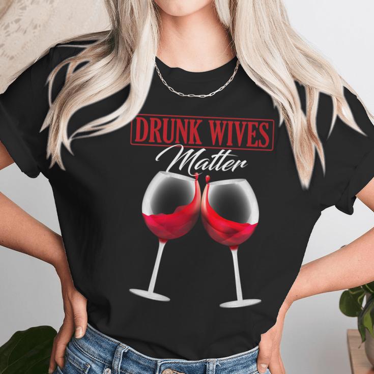 Wine Drunk Wives Matter Tees Funny Alcohol Women Gifts Women T-Shirt Gifts for Women