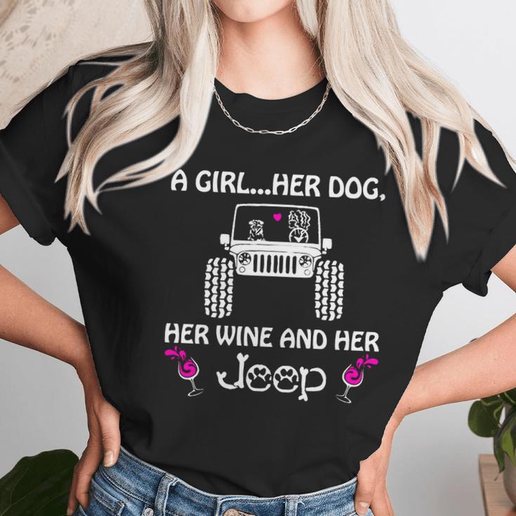 Her Wine And Her Jeep Women T-Shirt Gifts for Women