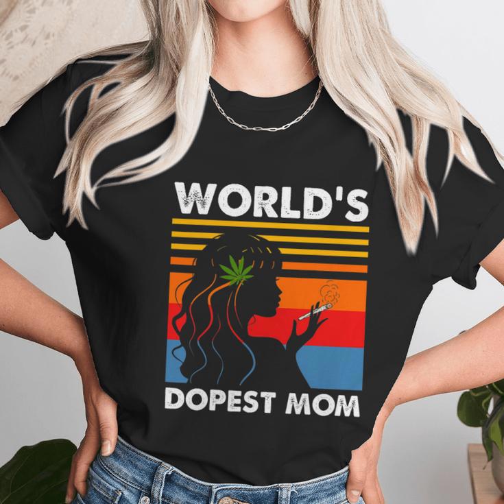 Worlds Dopest Mom Weed Soul Cannabis Vintage Women T-Shirt Gifts for Women